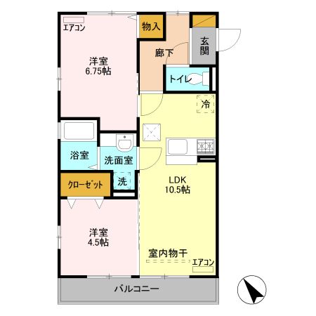 前橋市天川大島町のアパートの間取り