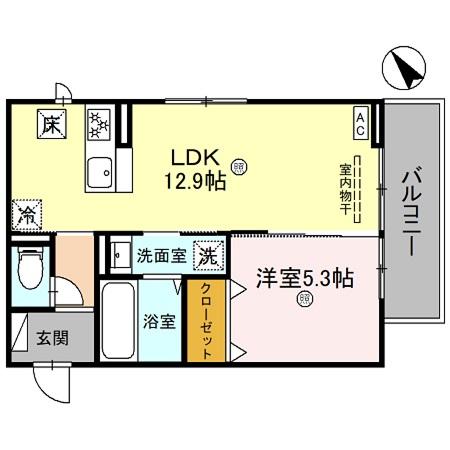 栗東市北中小路のアパートの間取り