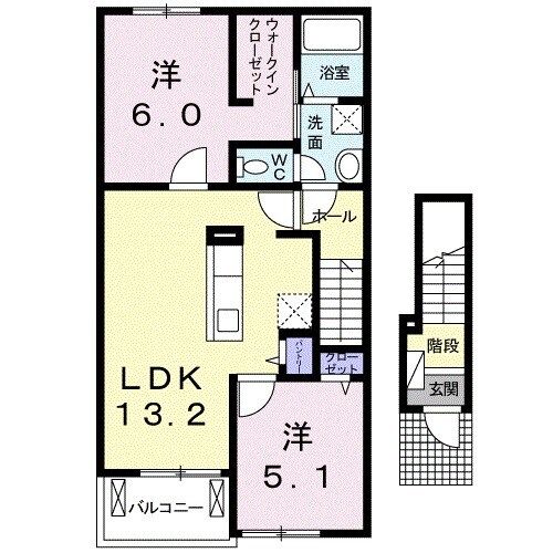 福知山市字天田のアパートの間取り