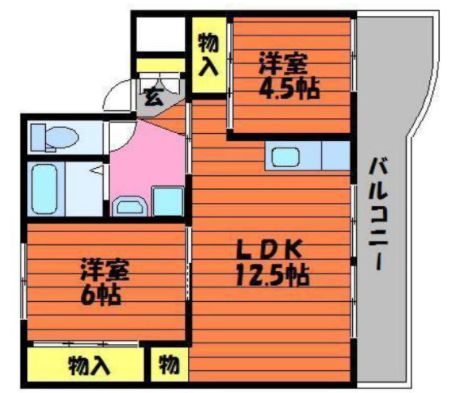 玉野市後閑のマンションの間取り