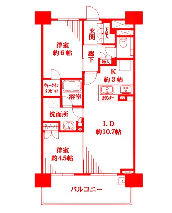 横浜市緑区中山のマンションの間取り