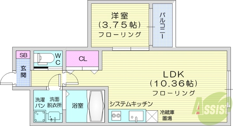 岩沼市二木のアパートの間取り