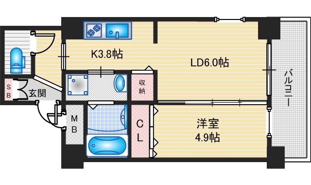 茨木市天王のマンションの間取り