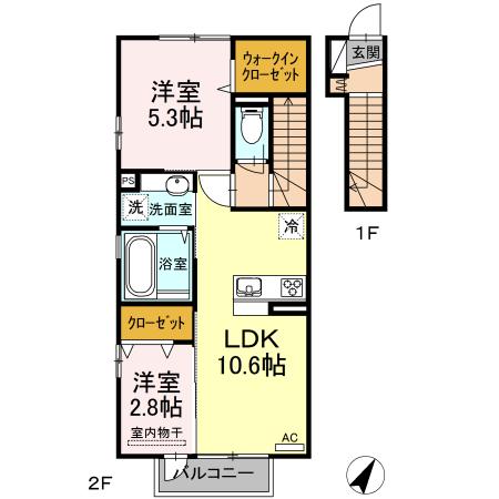 熊本市西区島崎のアパートの間取り