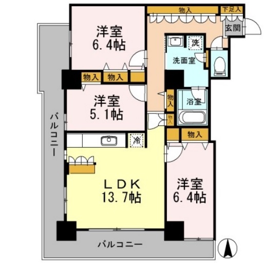 カスタリアタワー長堀橋の間取り