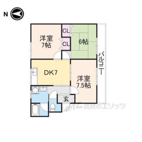 米原市顔戸のマンションの間取り