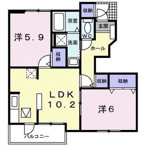 角田市角田のアパートの間取り