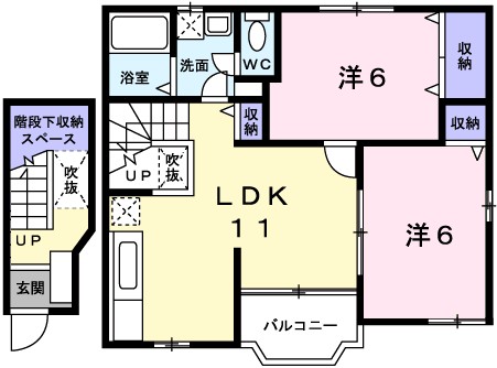 姫路市大津区西土井のアパートの間取り