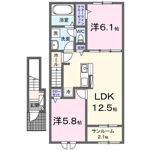 富山市窪本町のアパートの間取り