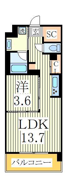 ＡＲＴ　ＲＥＳＩＤＥＮＣＥ　ＩＮ　ＯｏＴＡＫＡ－ｎｏ－ＭＯＲＩ　Ｃ棟の間取り