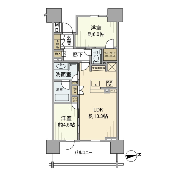 プラウド高岳カームコートの間取り