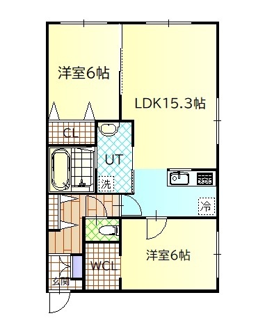 旭川市豊岡十一条のアパートの間取り