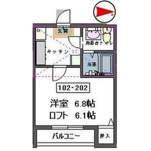 仙台市太白区向山のアパートの間取り