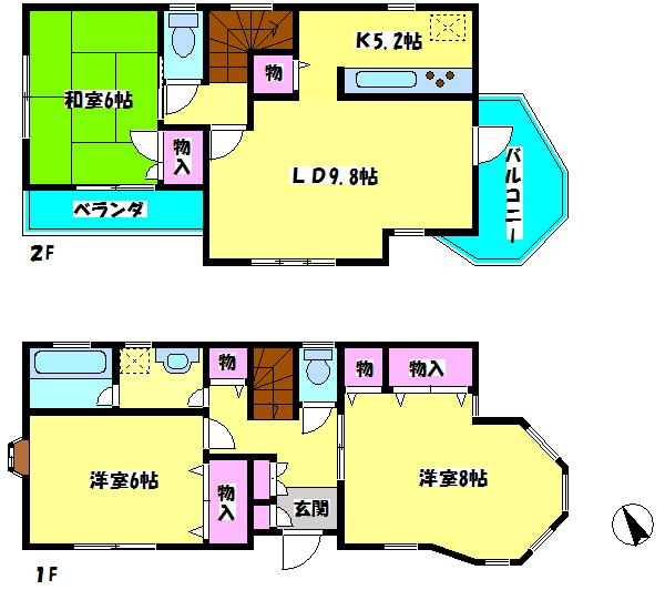 【流山市前ヶ崎貸家の間取り】