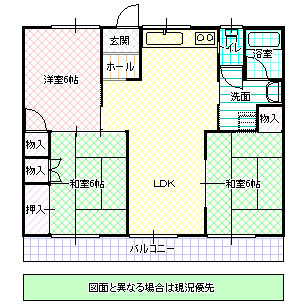 水戸市元吉田町のアパートの間取り