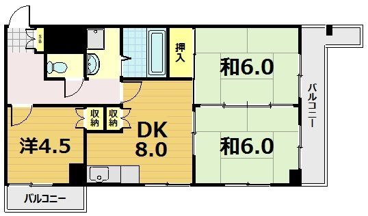 京都市伏見区深草山村町のマンションの間取り