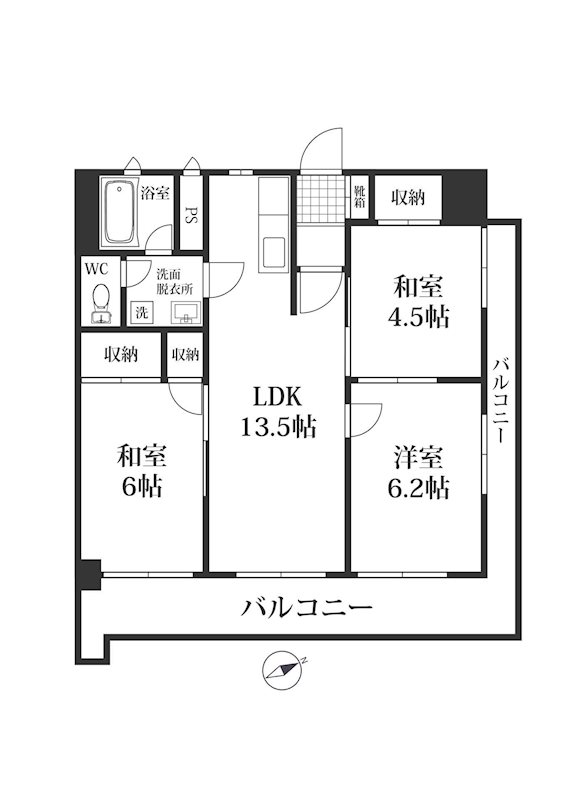 福岡市中央区荒戸のマンションの間取り