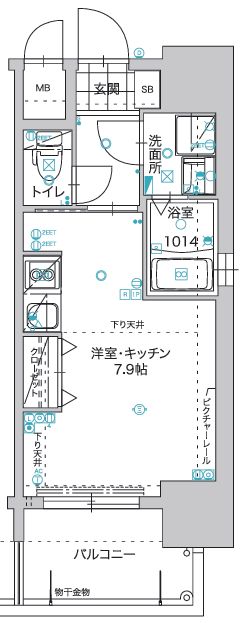 地下鉄七隈線 渡辺通駅 徒歩5分 13階建 築8年の間取り写真