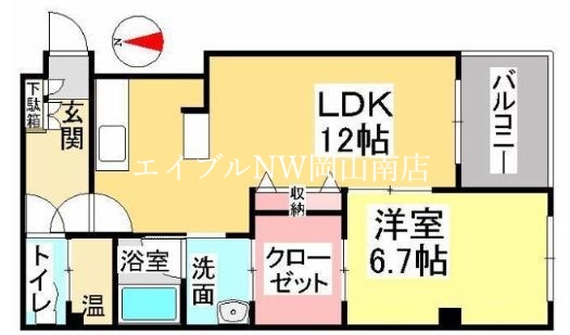 岡山市北区表町のマンションの間取り