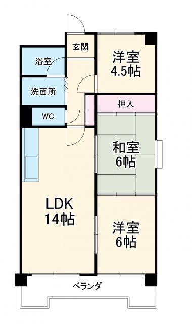 一宮市白旗通のマンションの間取り