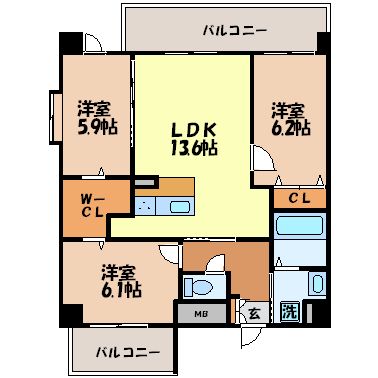 メルヴェーユ・Fの間取り