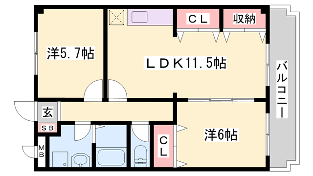 神戸市西区南別府のマンションの間取り