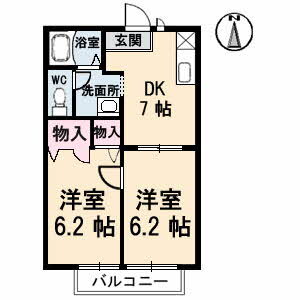 【松山市北斎院町のアパートの間取り】