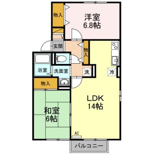 伊予市下吾川のアパートの間取り