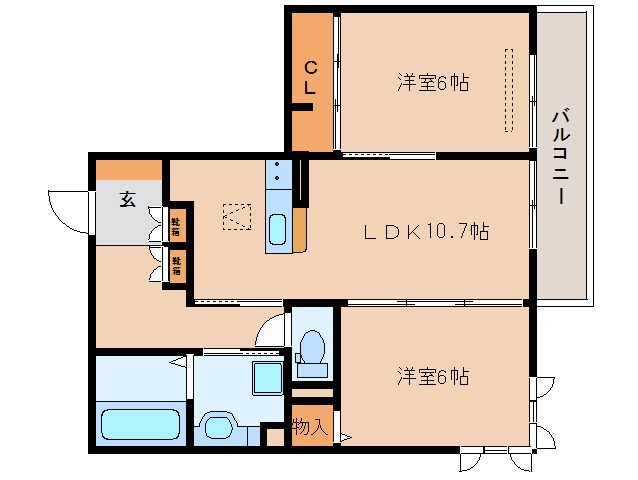 奈良市東九条町のアパートの間取り