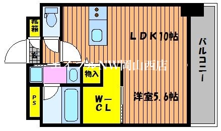 岡山市北区奥田本町のマンションの間取り