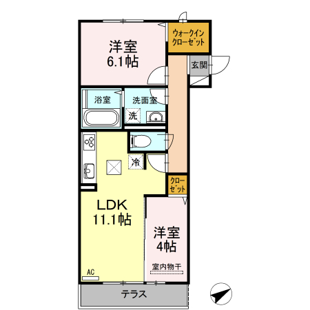 福山市花園町のアパートの間取り