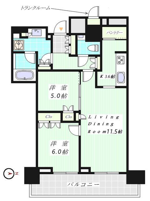 中央区晴海のマンションの間取り