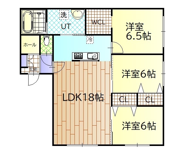 旭川市豊岡十一条のアパートの間取り