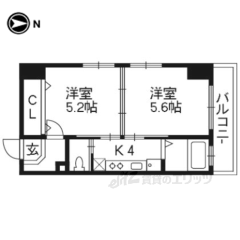 京都市下京区中堂寺櫛笥町のマンションの間取り