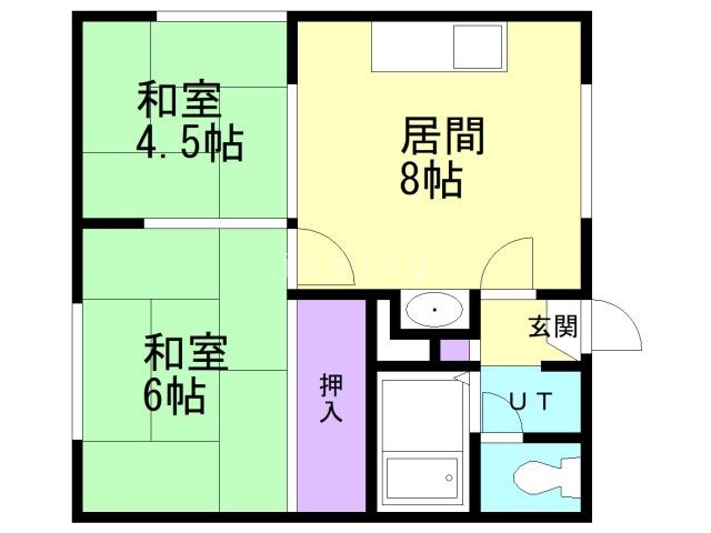 札幌市西区発寒十二条のアパートの間取り