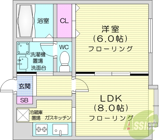 札幌市北区北二十一条西のマンションの間取り