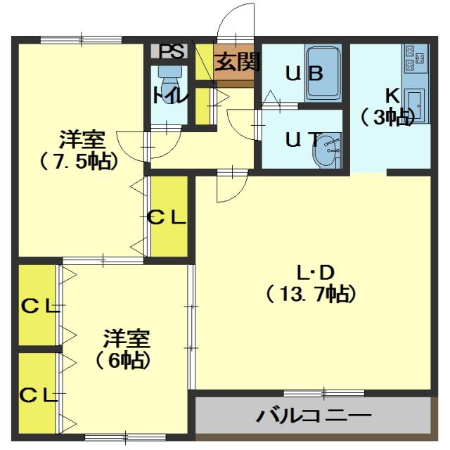 函館市昭和のマンションの間取り