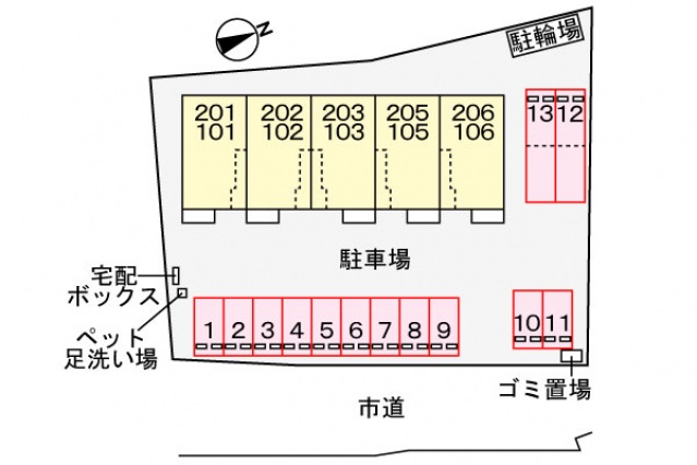 【下関市安岡町のアパートの駐車場】