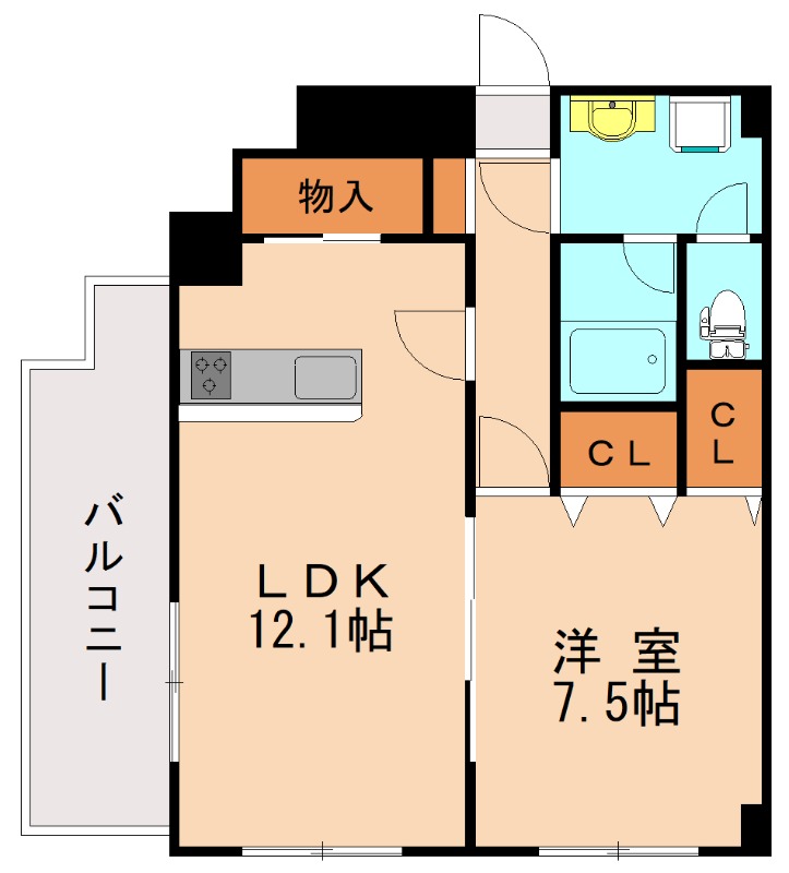 福岡市西区内浜のマンションの間取り