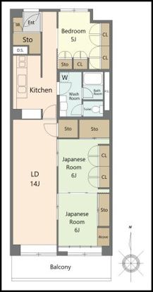 港区赤坂のマンションの間取り