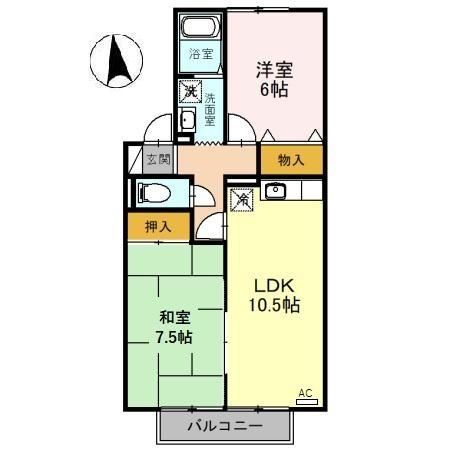 石川県金沢市鞍月３（アパート）の賃貸物件の間取り