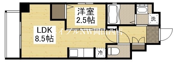 岡山市北区天瀬のマンションの間取り