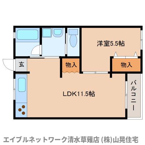 静岡市葵区瀬名中央のアパートの間取り