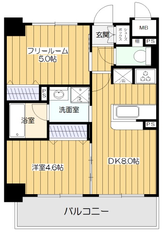 大阪市東淀川区東中島のマンションの間取り