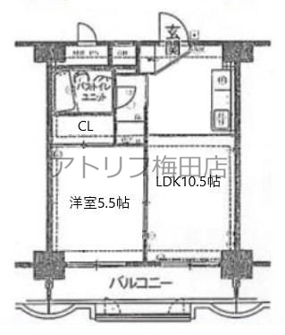 大阪市北区鶴野町のマンションの間取り