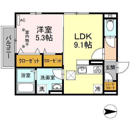 高松市屋島西町のアパートの間取り