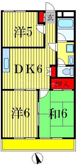 松戸市稔台のマンションの間取り