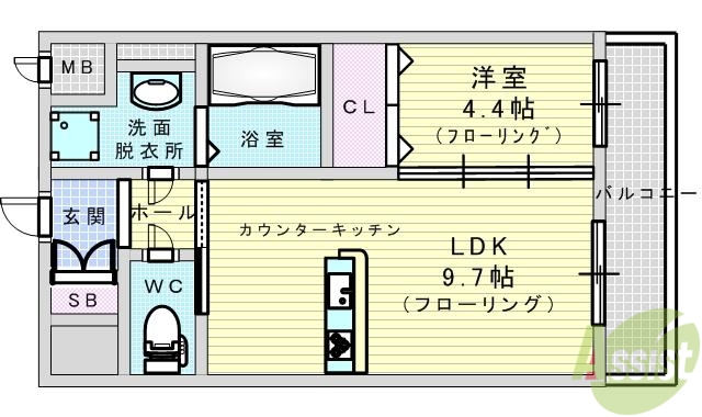 吹田市金田町のマンションの間取り