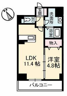 山口市小郡給領町のマンションの間取り