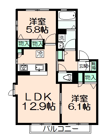 日野市東豊田のアパートの間取り